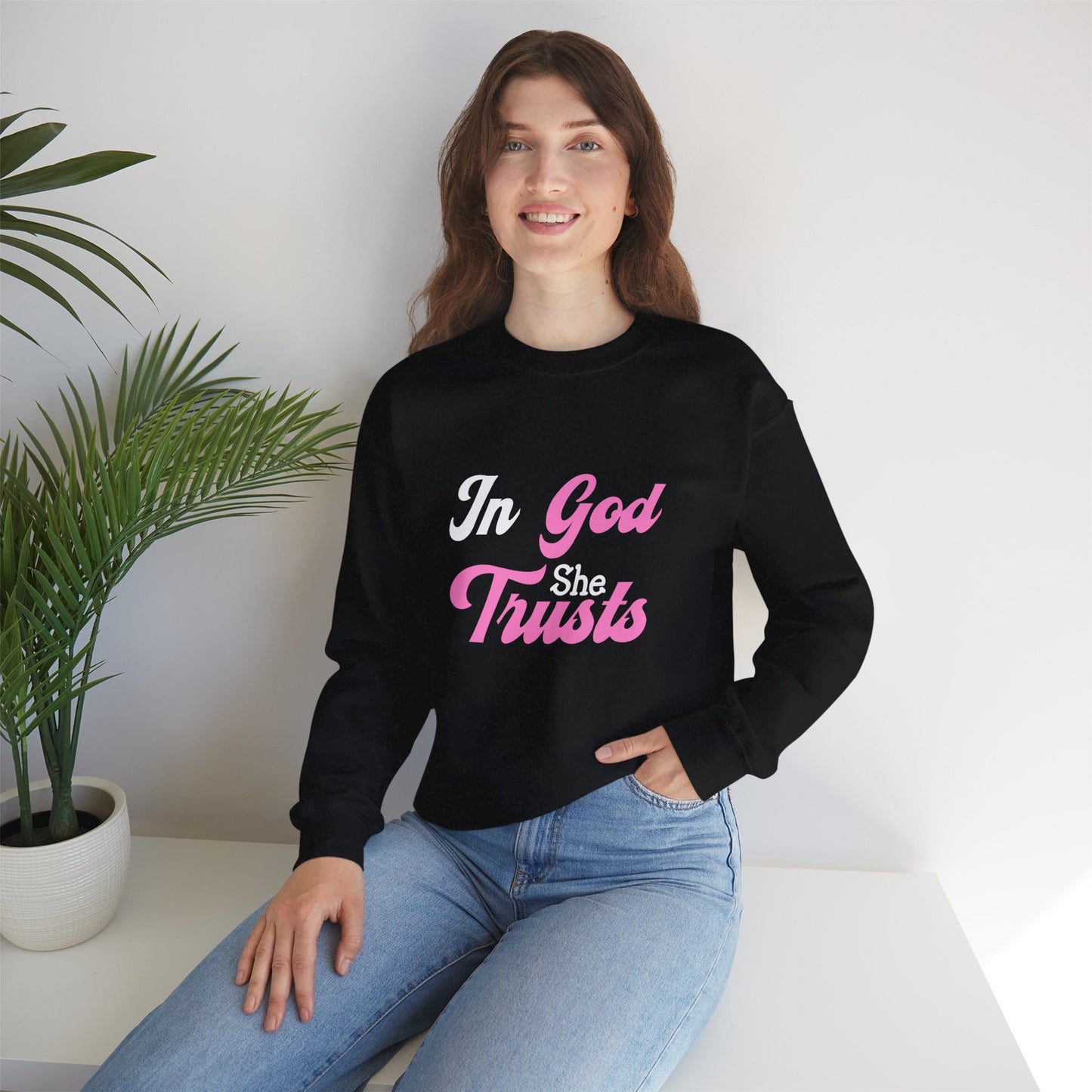 In God She Trusts-Crewneck Sweatshirt