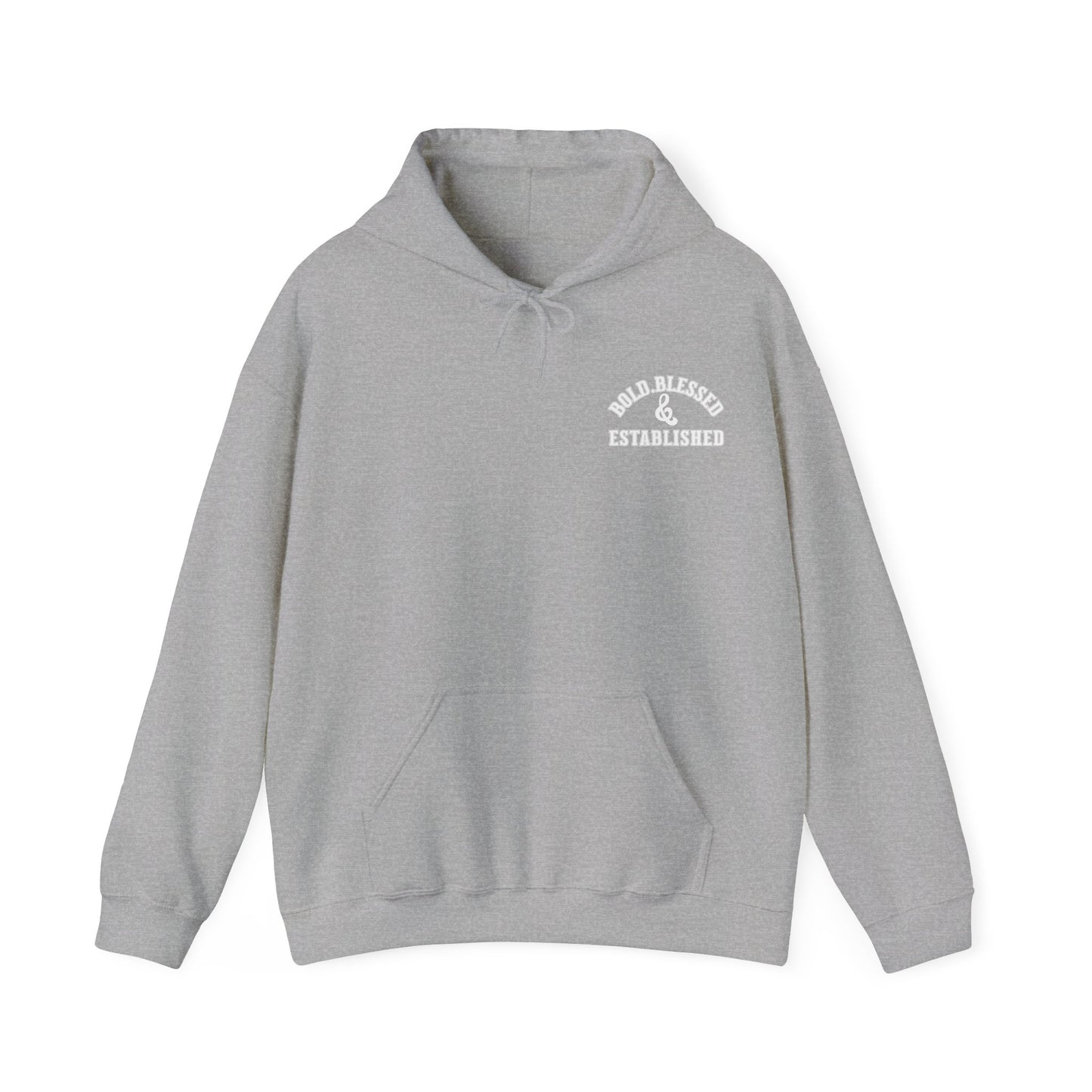 Bold Blessed & Established Christian Hoodie -Black Varsity Font (Unisex)