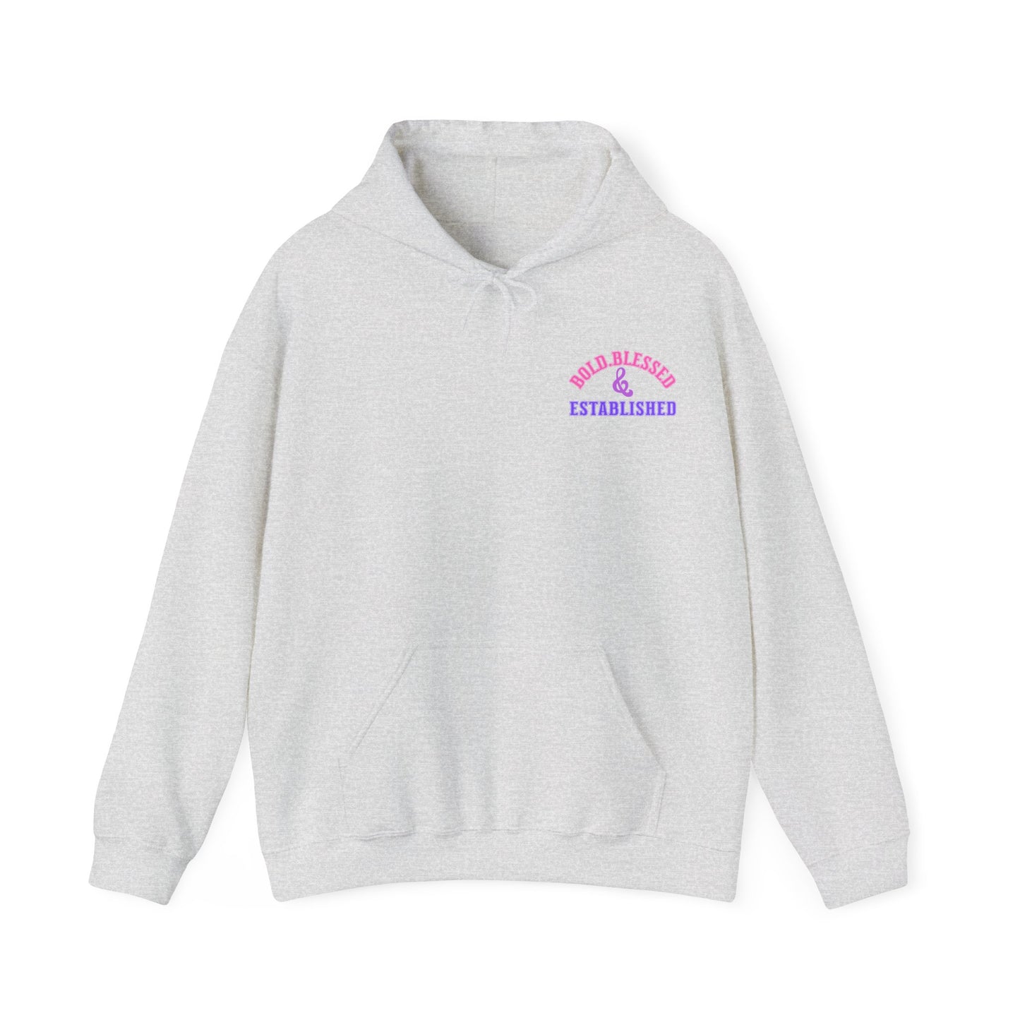 Bold Blessed & Established Christian Hoodie - Multi Varsity Font (Unisex)