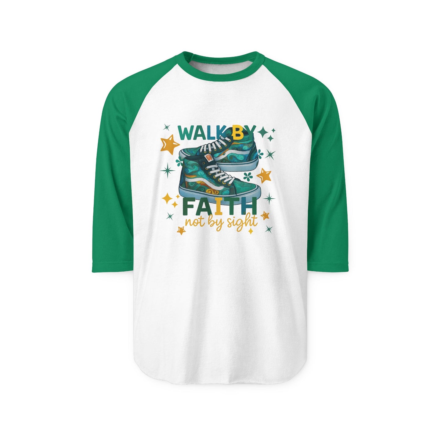 Walk by Faith Raglan Shirt - Unisex Tee (Green)