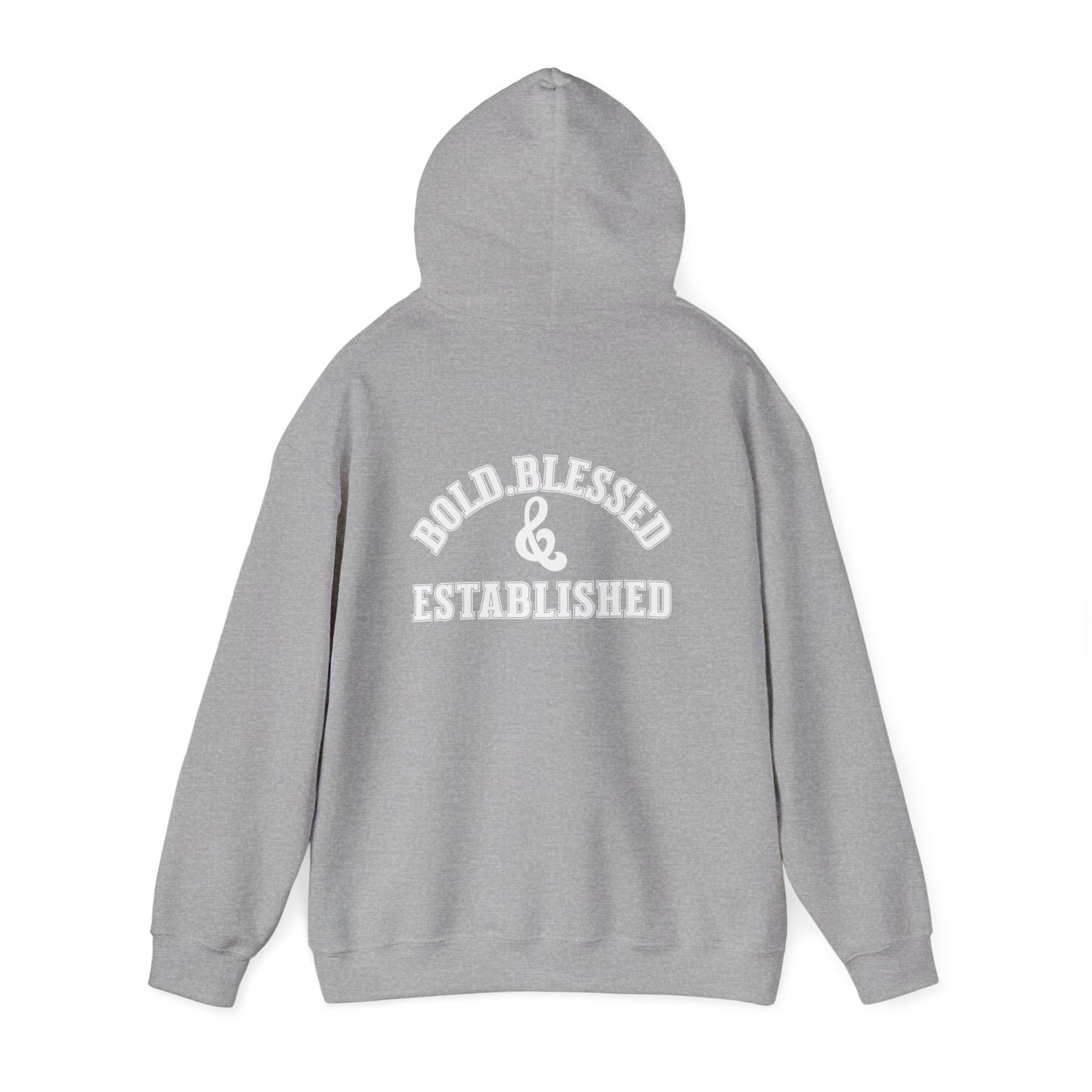 Bold Blessed & Established Christian Hoodie -Black Varsity Font (Unisex)