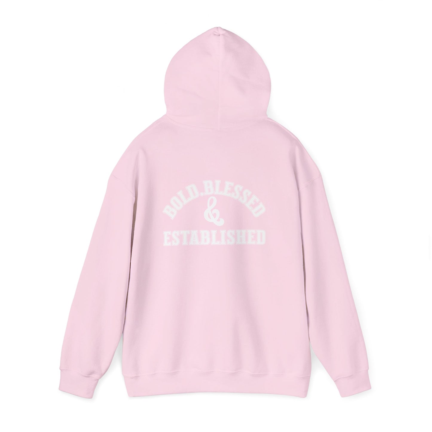 Bold Blessed & Established Christian Hoodie -Black Varsity Font (Unisex)