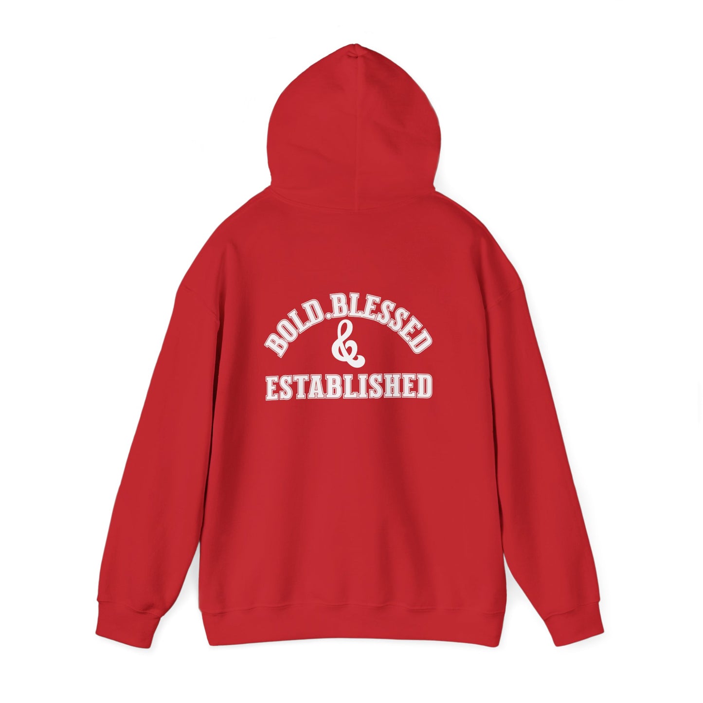 Bold Blessed & Established Christian Hoodie -Black Varsity Font (Unisex)