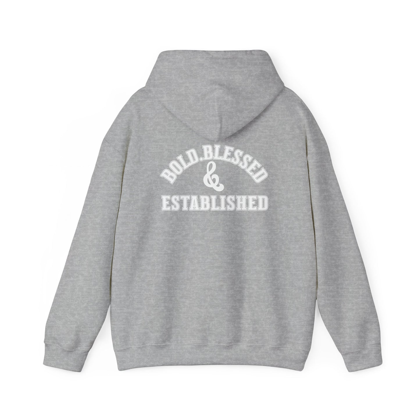 Bold Blessed & Established Christian Hoodie -Black Varsity Font (Unisex)