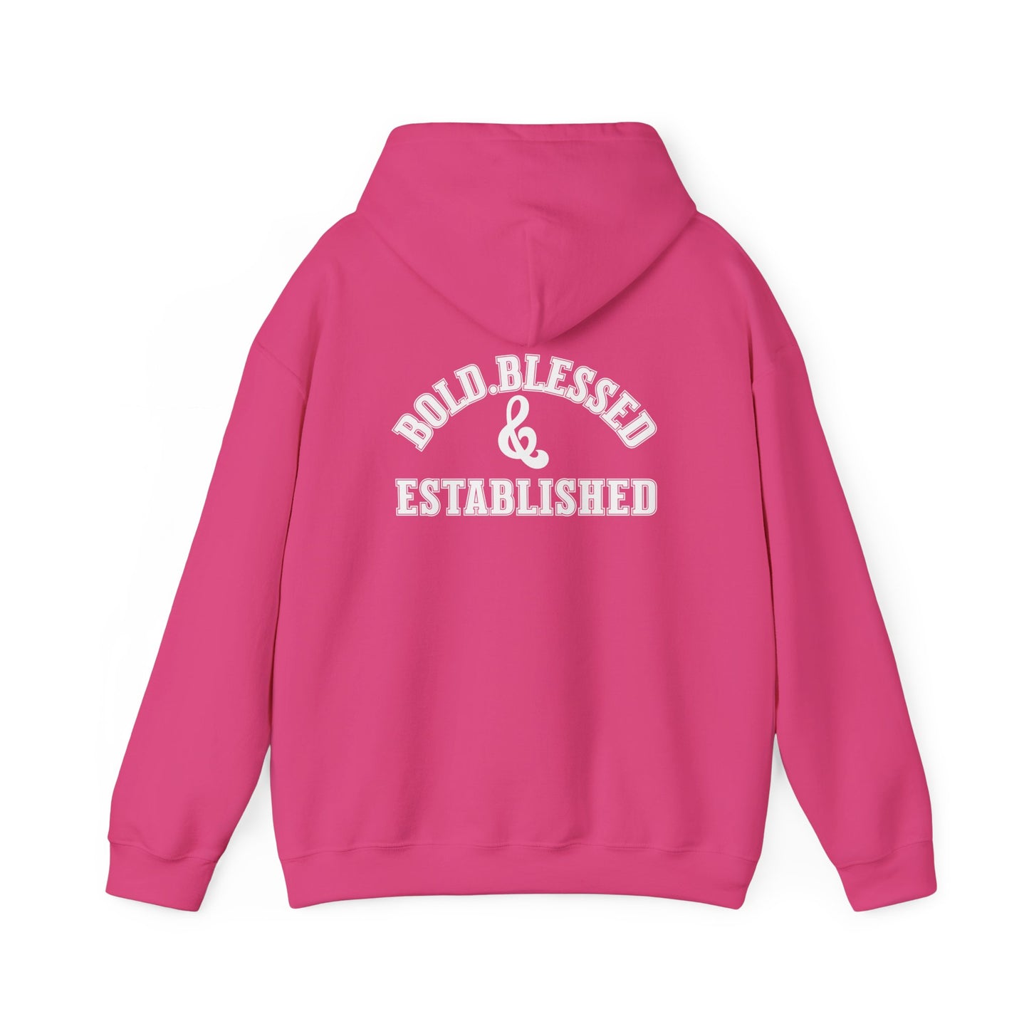 Bold Blessed & Established Christian Hoodie -Black Varsity Font (Unisex)