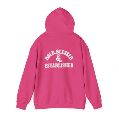 Bold Blessed & Established Christian Hoodie -Black Varsity Font (Unisex)