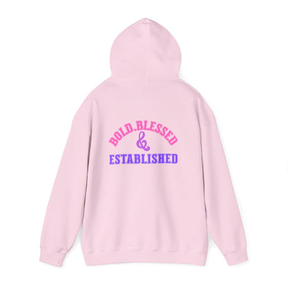 Bold Blessed & Established Christian Hoodie - Multi Varsity Font (Unisex)