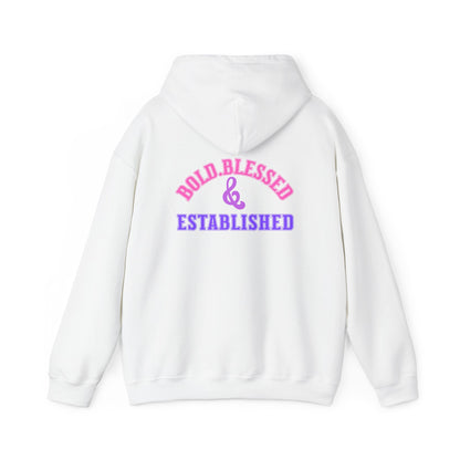 Bold Blessed & Established Christian Hoodie - Multi Varsity Font (Unisex)