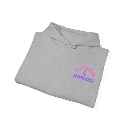 Bold Blessed & Established Christian Hoodie - Multi Varsity Font (Unisex)