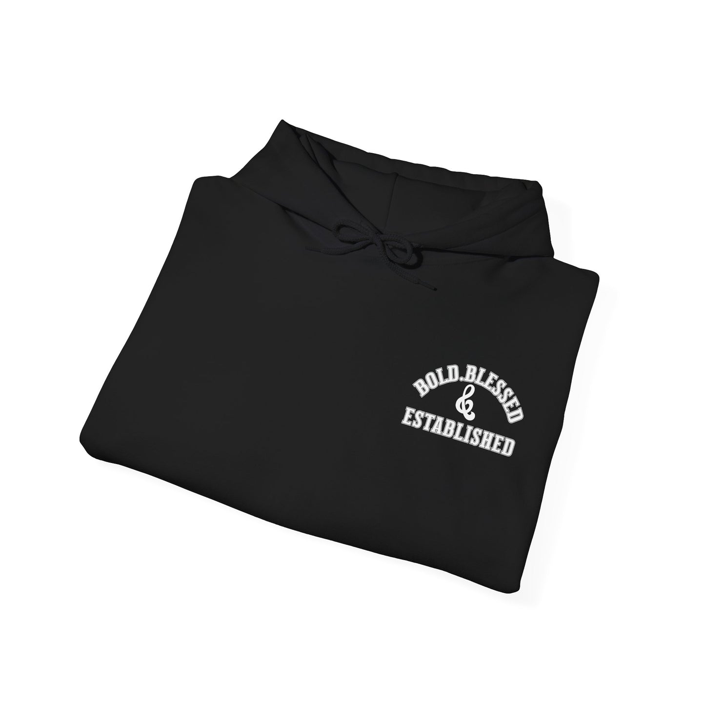 Bold Blessed & Established Christian Hoodie -Black Varsity Font (Unisex)
