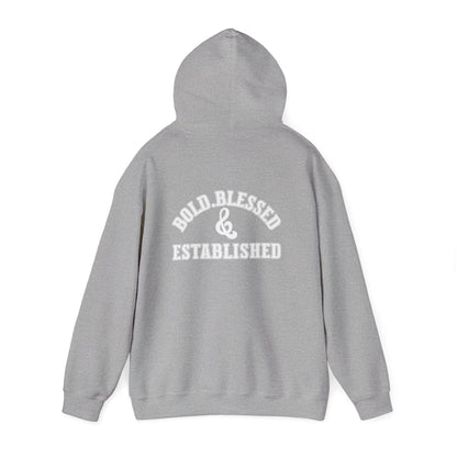 Bold Blessed & Established Christian Hoodie -Black Varsity Font (Unisex)