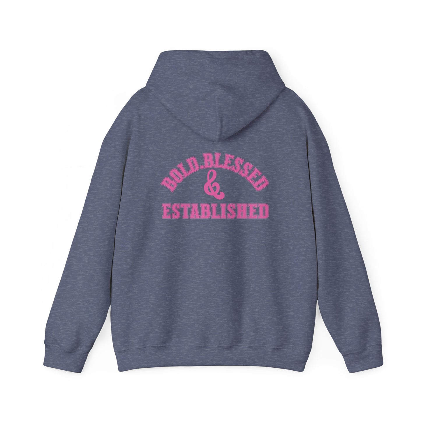 Bold Blessed & Established Christian Hoodie - Pink Varsity Font (Unisex)