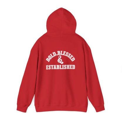 Bold Blessed & Established Christian Hoodie -Black Varsity Font (Unisex)