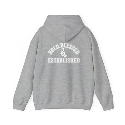 Bold Blessed & Established Christian Hoodie -Black Varsity Font (Unisex)
