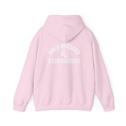 Bold Blessed & Established Christian Hoodie -Black Varsity Font (Unisex)