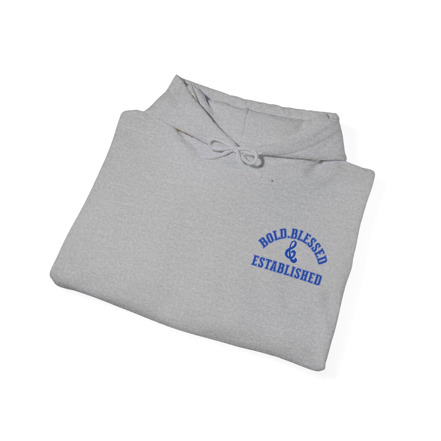 Bold Blessed & Established Christian Hoodie -  Blue Varsity Font (Unisex)