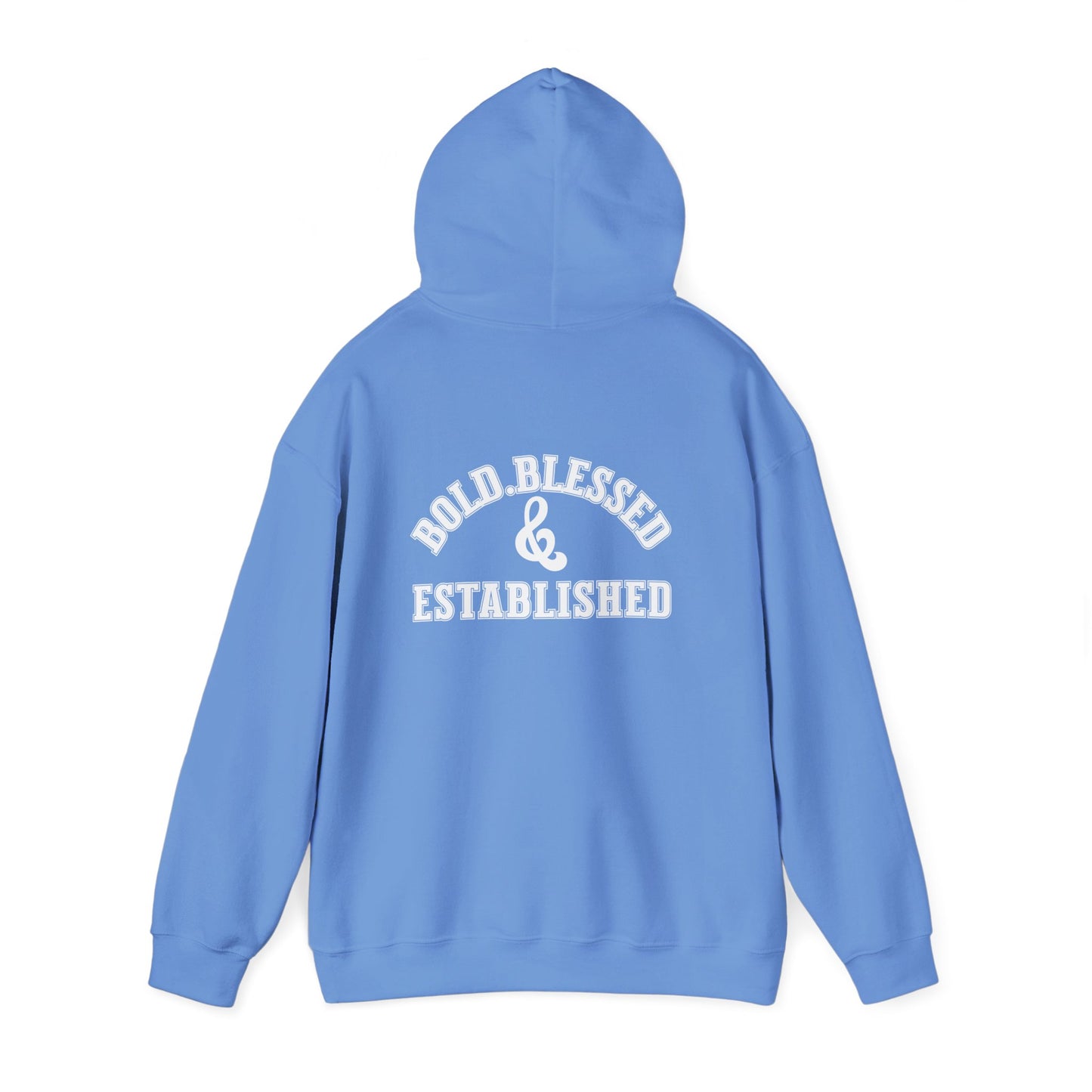 Bold Blessed & Established Christian Hoodie -Black Varsity Font (Unisex)