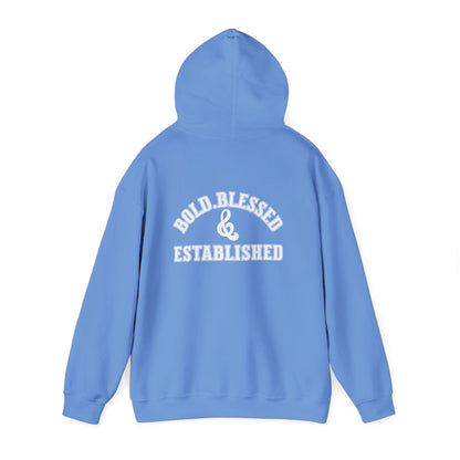Bold Blessed & Established Christian Hoodie -Black Varsity Font (Unisex)