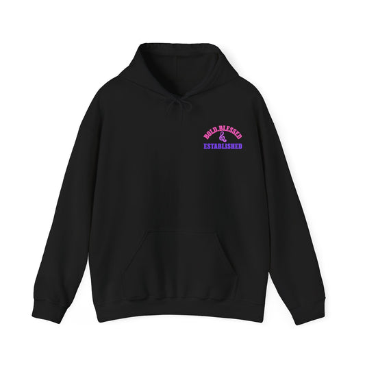 Bold Blessed & Established Christian Hoodie - Multi Varsity Font (Unisex)