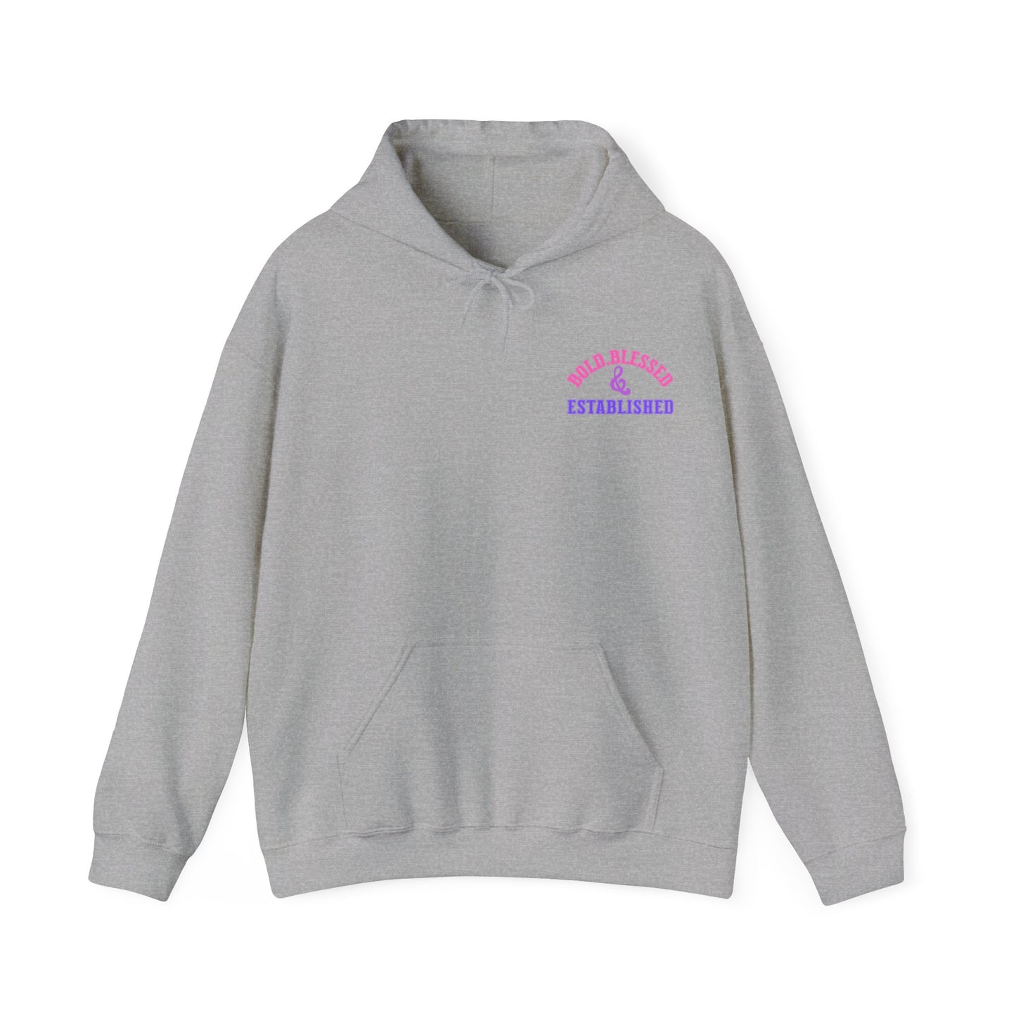Bold Blessed & Established Christian Hoodie - Multi Varsity Font (Unisex)