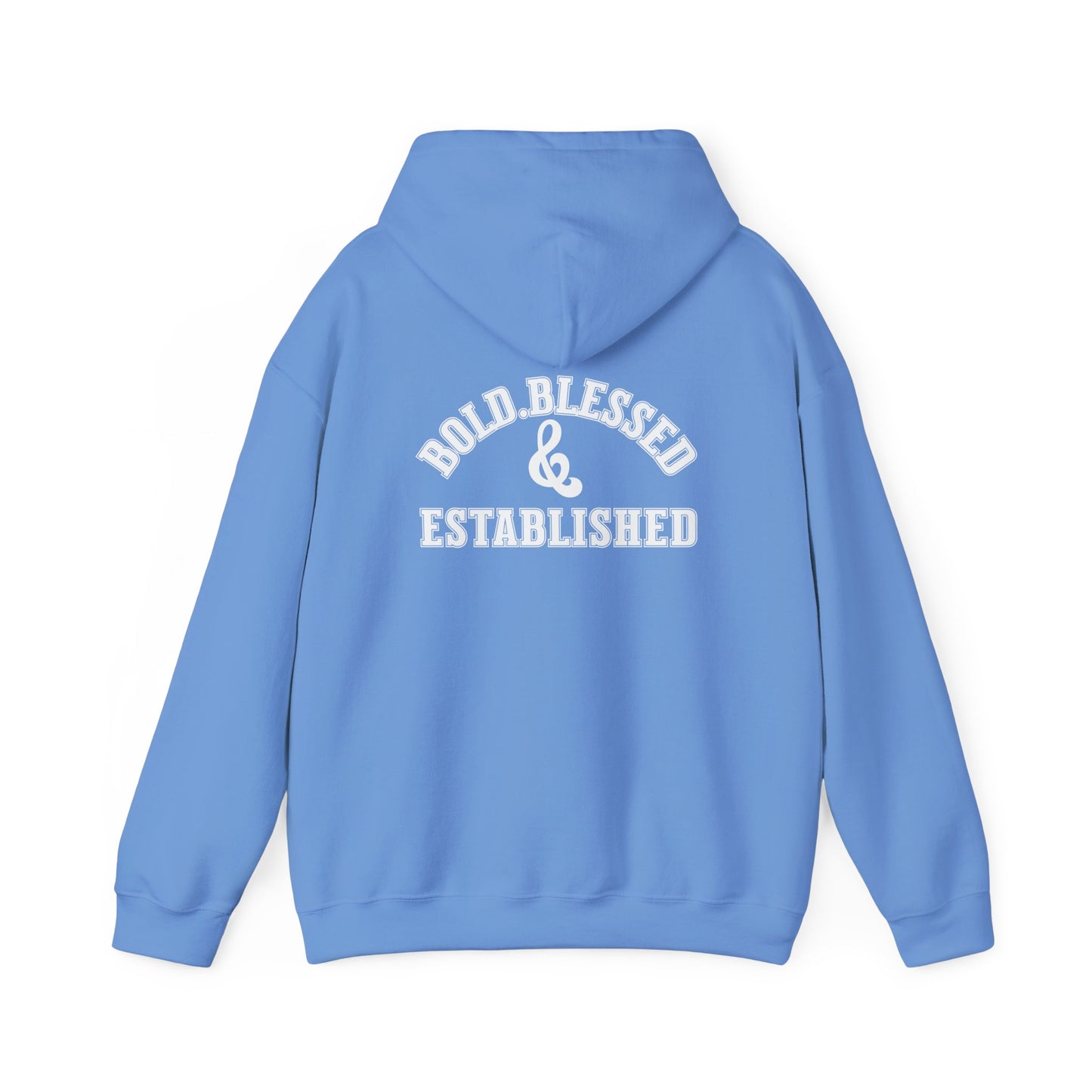 Bold Blessed & Established Christian Hoodie -Black Varsity Font (Unisex)
