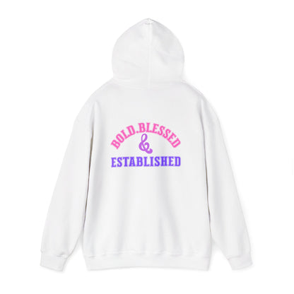 Bold Blessed & Established Christian Hoodie - Multi Varsity Font (Unisex)